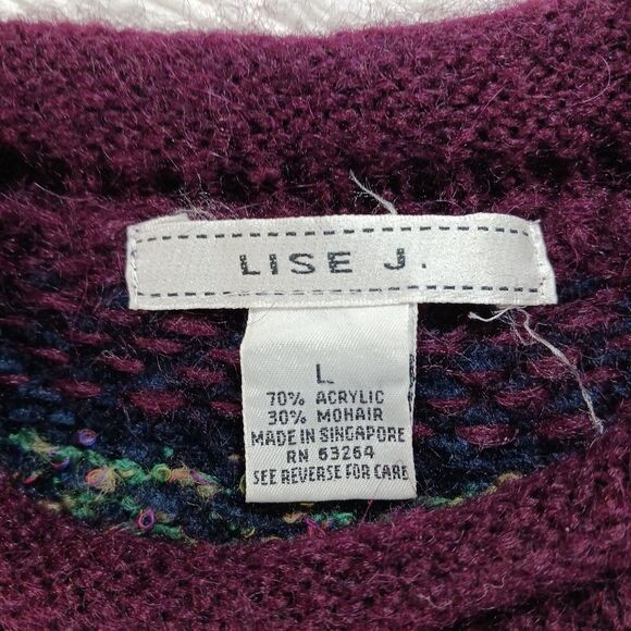 VNTG Lise J. Mohair Wool Mix Long Sleeve Pullover Sweater Women's L. Multicolor - Picture 4 of 10